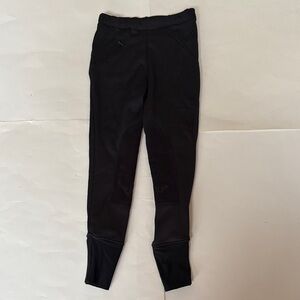 Children’s Black Unifleece Knee Patch Drawstring Riding Pants Breeches Size 12